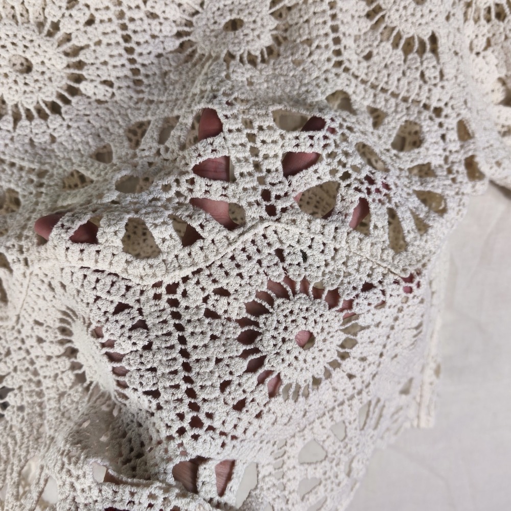Boho Crochet Crop Top White Cottagecore Fairycore Festival Beachy Y2K Inspired L - Picture 9 of 12